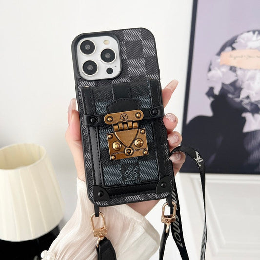 Lou Black & Hvidt crossbody-etui med kæde til iPhone