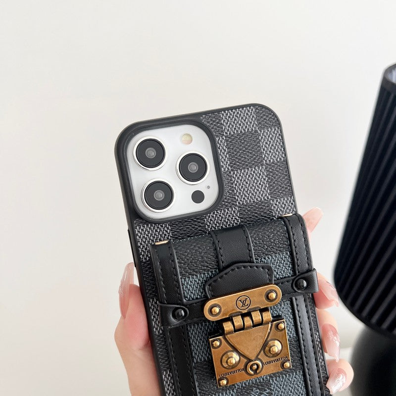 Lou Black & Funda para iPhone con cadena cruzada blanca