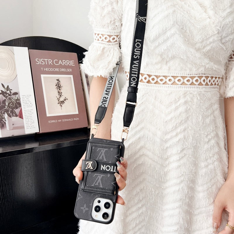 Lou-korttikassin ketju musta & Valkoinen iPhone-kotelo