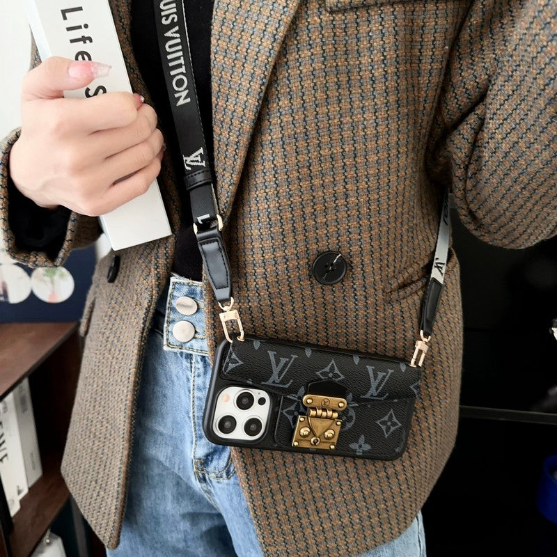 Étui pour iPhone avec chaîne à bandoulière pour sac à cartes Lou Lock