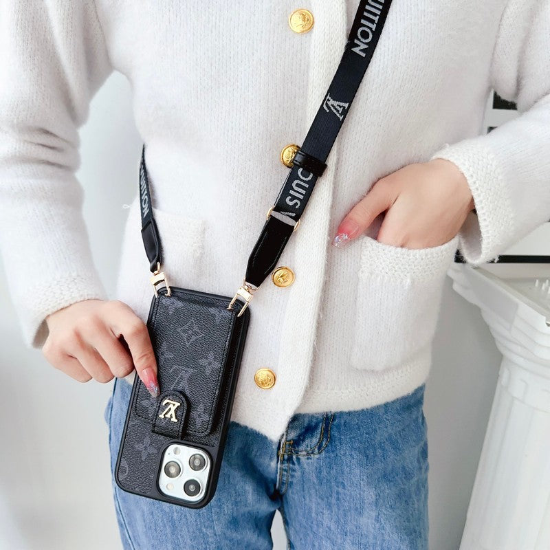 Lou Black & Vitt axelbandsfodral med korthållare till iPhone