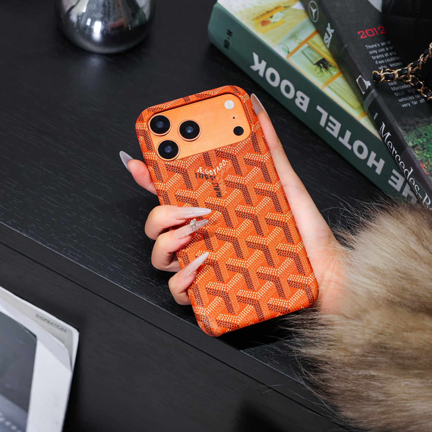 Luxury Textured Orange iPhone Case – Shockproof Stylish Protective Cover