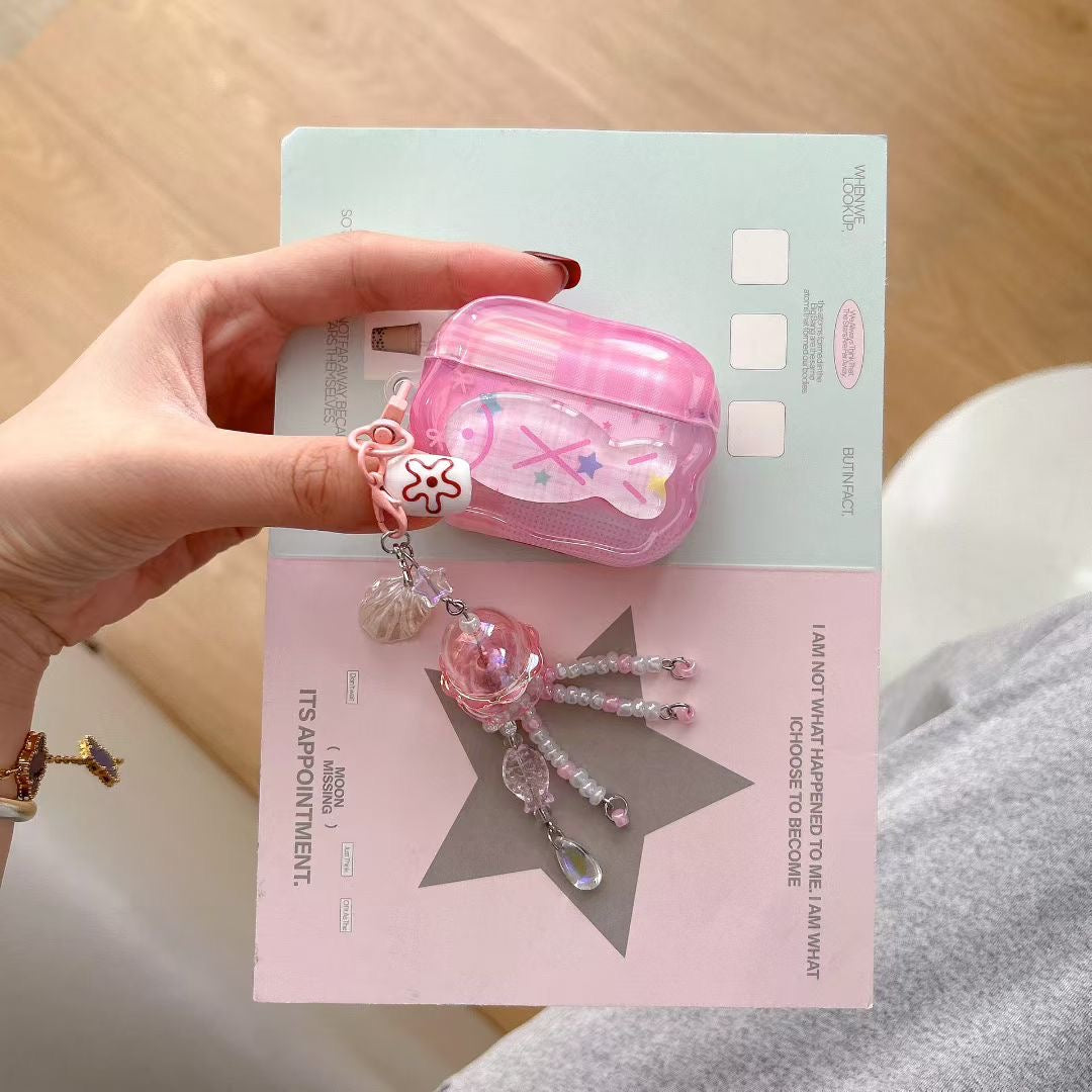 Pink Unicorn AirPods Case with Crystal Beaded Charm