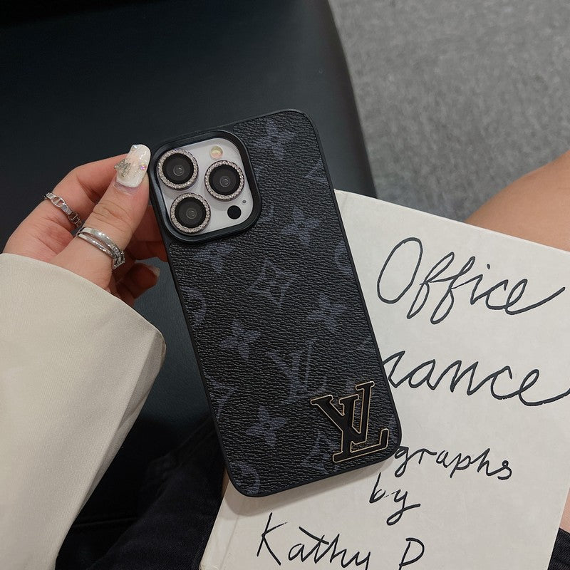 Lou Black Logo Läderfodral för iPhone