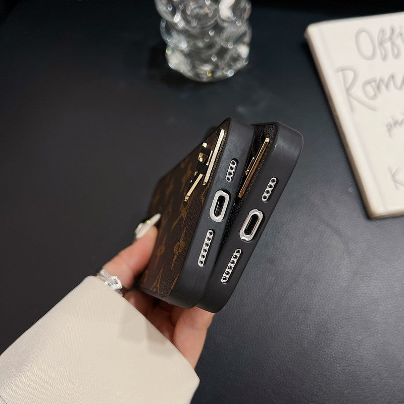 Lou Black Logo Läderfodral för iPhone