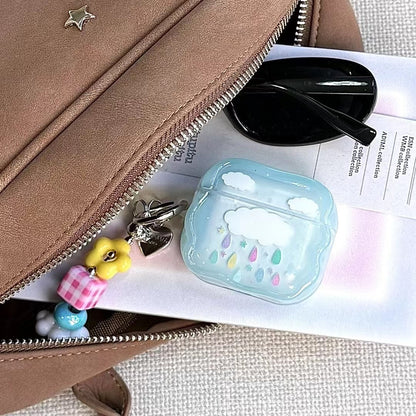 Blue Cloud AirPods Case with Beaded Charm
