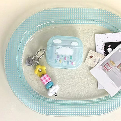 Blue Cloud AirPods Case with Beaded Charm