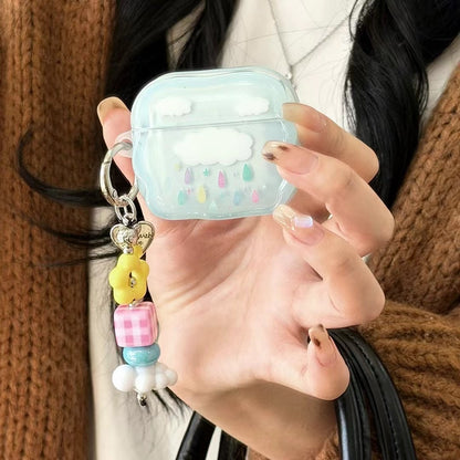 Blue Cloud AirPods Case with Beaded Charm