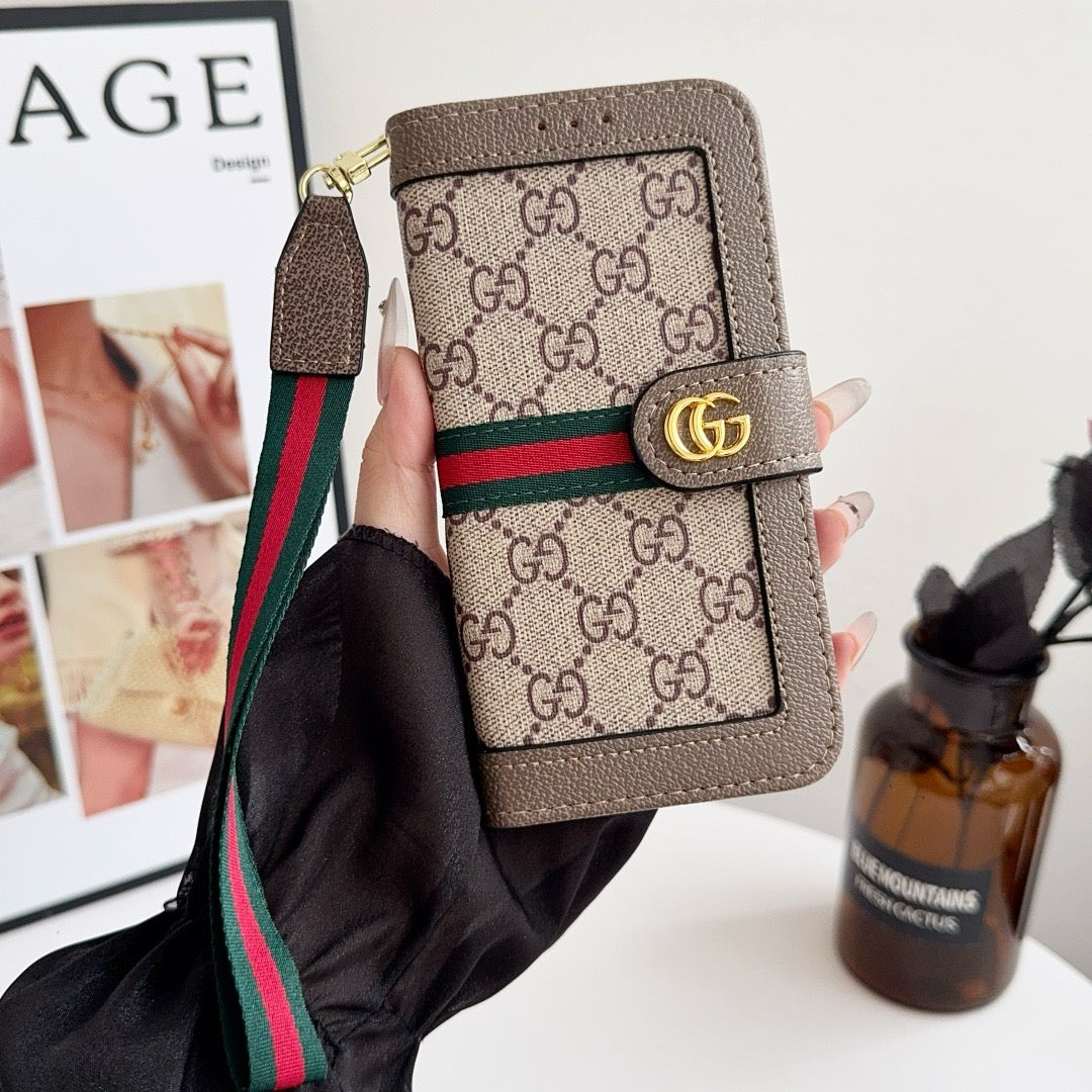 Lou Luxury Pattern Wallet iPhone -kotelo korttitelineellä ja hihnalla