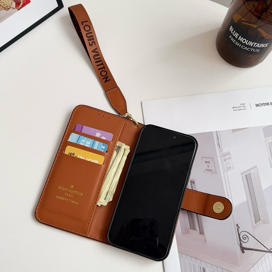 Lou Luxury Pattern Wallet iPhone -kotelo korttitelineellä ja hihnalla
