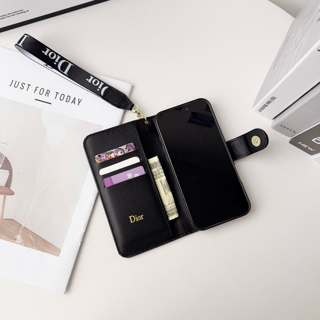 CD:n elegantti kuviollinen lompakkokotelo irrotettavalla rannehihnalla