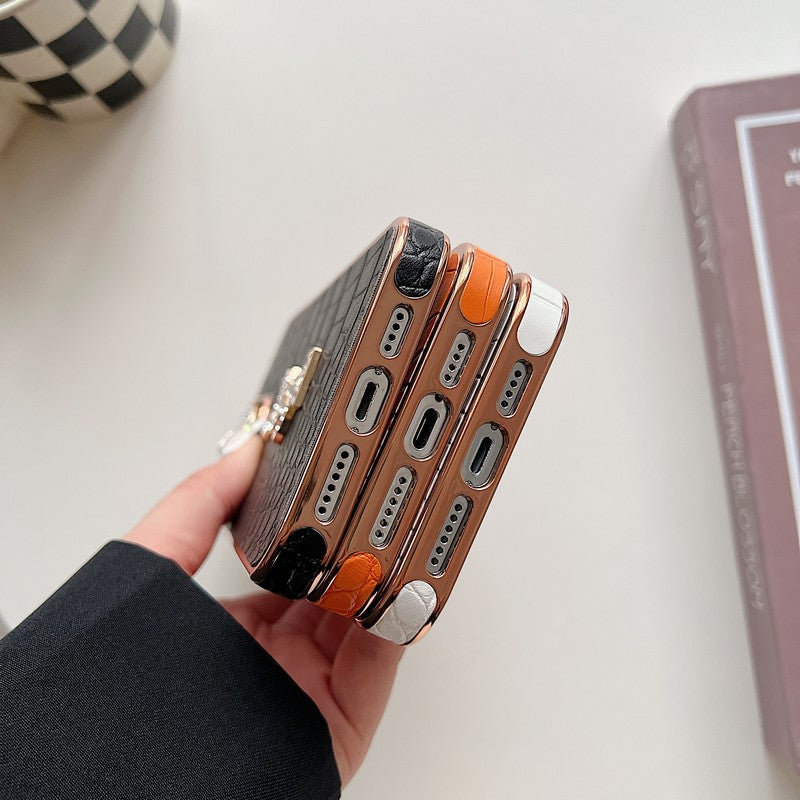 Θήκη iPhone Saint Color Δερμάτινη ροζ χρυσή