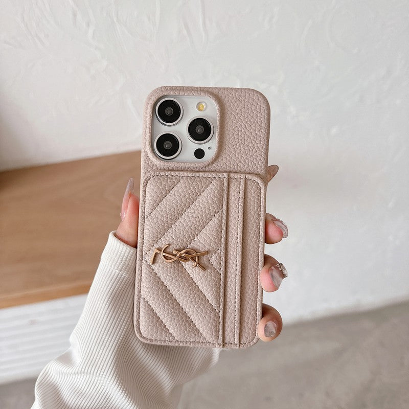 세인트 카드 백 컬러 가죽 아이폰 케이스