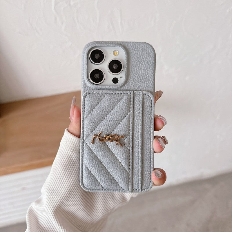 세인트 카드 백 컬러 가죽 아이폰 케이스