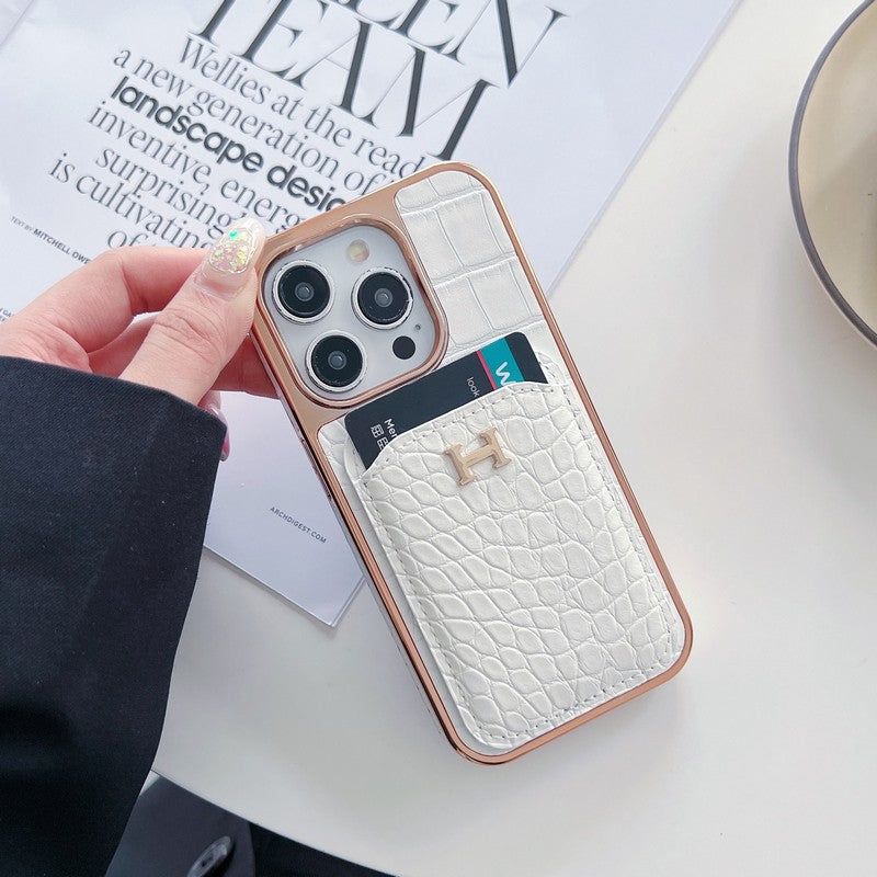 H Rose Gold nahkainen iPhone-kotelo