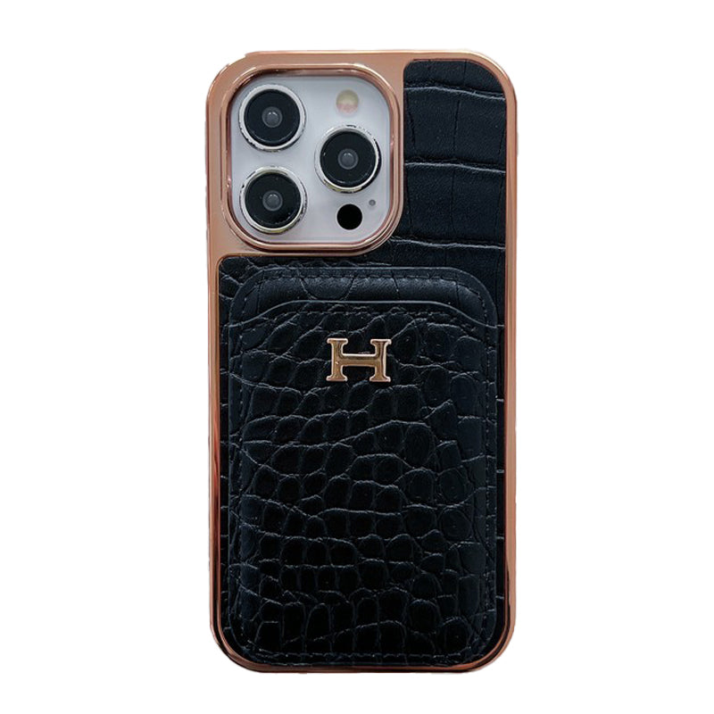 H Rose Gold nahkainen iPhone-kotelo