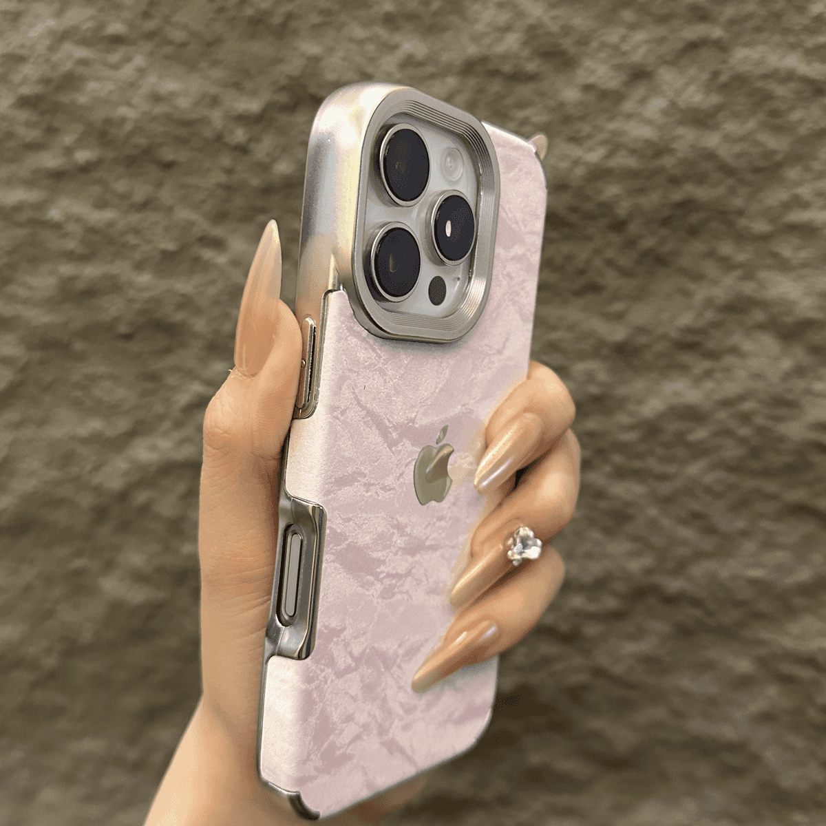 Velvet Snow Texture iPhone Case with Electroplated Frame