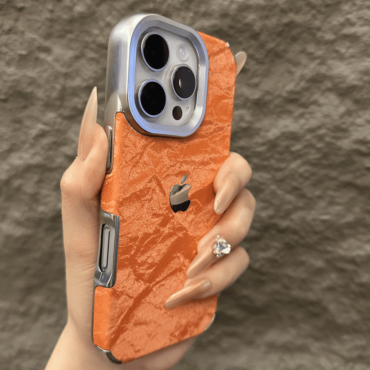 Velvet Snow Texture iPhone Case with Electroplated Frame