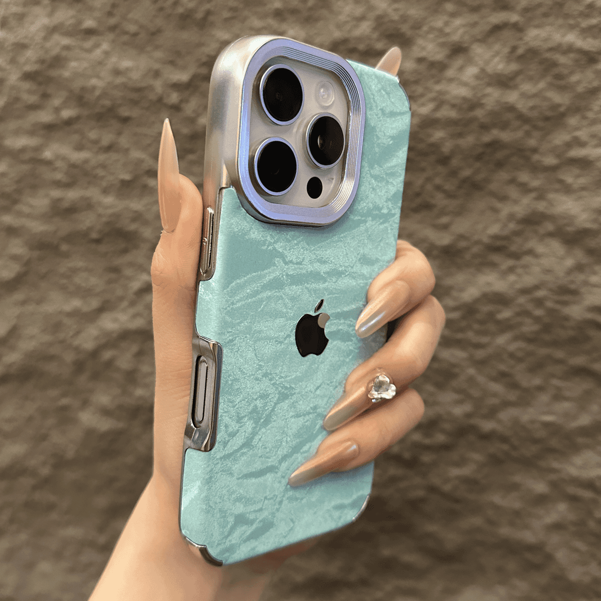 Velvet Snow Texture iPhone Case with Electroplated Frame