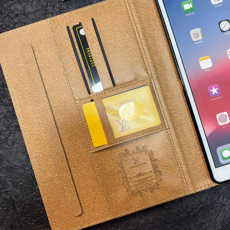 豪華iPad保護套帆布Monogram皮革清新夏日主題圖案