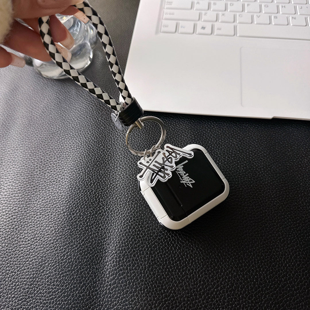 Étui pour AirPod avec logo Streetwear Skater et sangle tressée