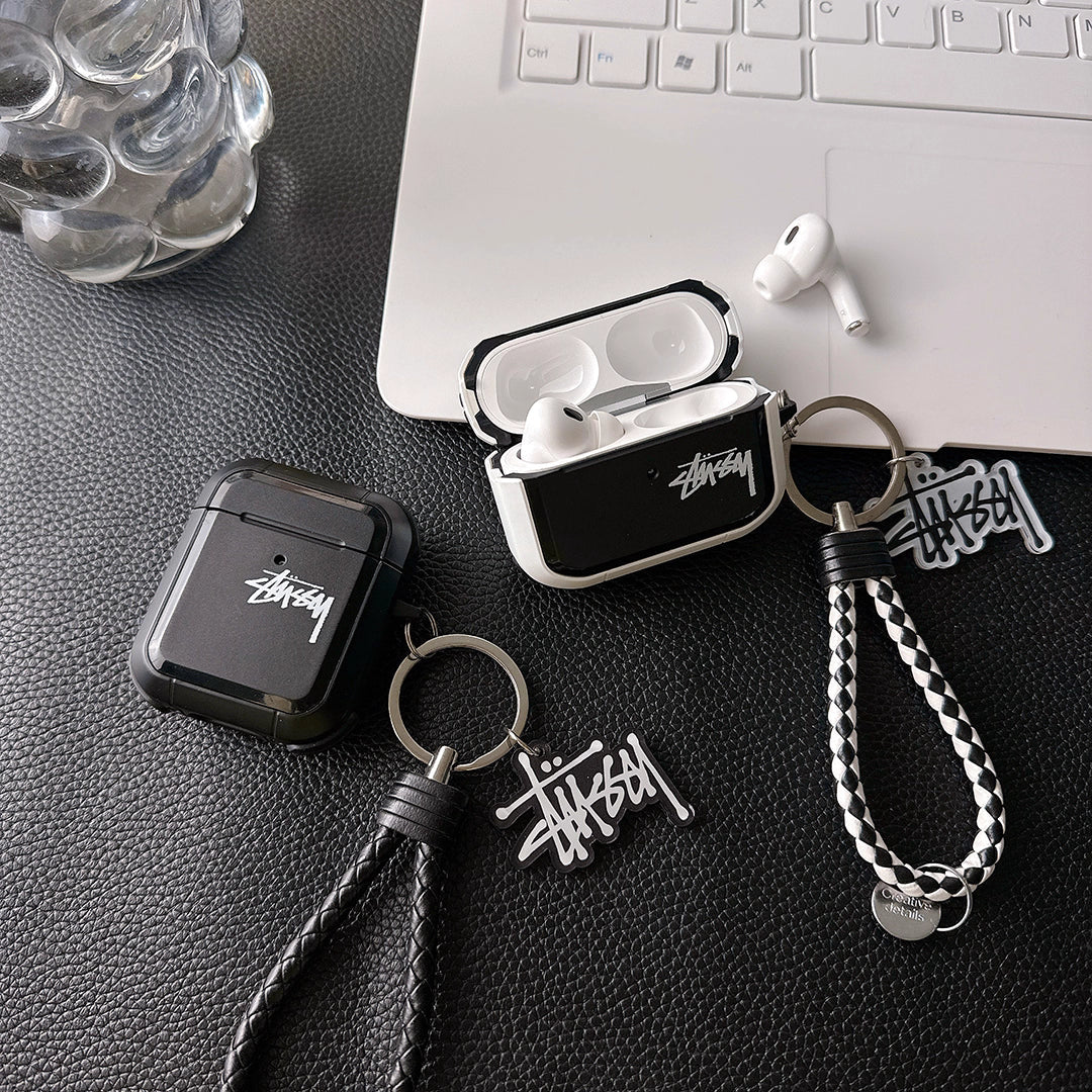 Étui pour AirPod avec logo Streetwear Skater et sangle tressée