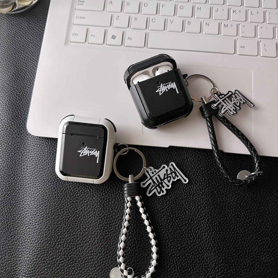 Étui pour AirPod avec logo Streetwear Skater et sangle tressée
