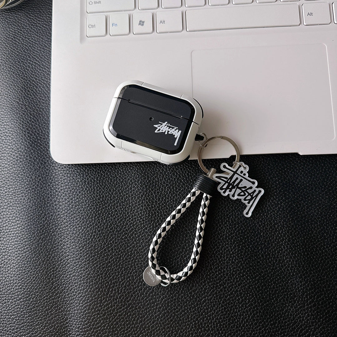 Étui pour AirPod avec logo Streetwear Skater et sangle tressée