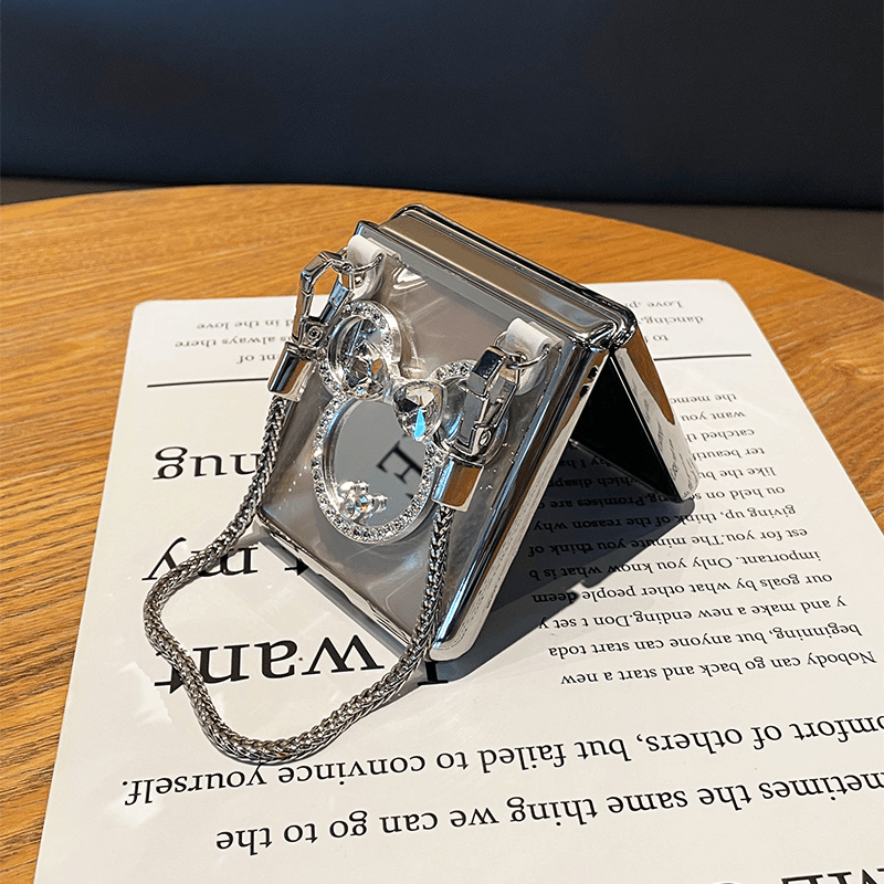 Samsung Makeup Mirror Hand Silver Chain Galaxy Z Flip 6/5/4/3 Case