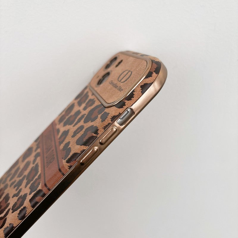 Funda de iPhone de cuero color marrón CD