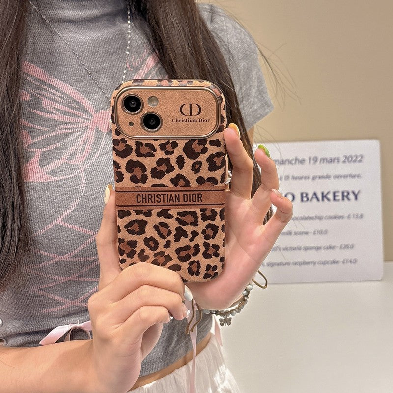 Funda de iPhone de cuero color marrón CD