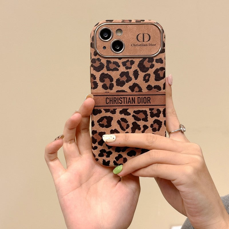 Funda de iPhone de cuero color marrón CD