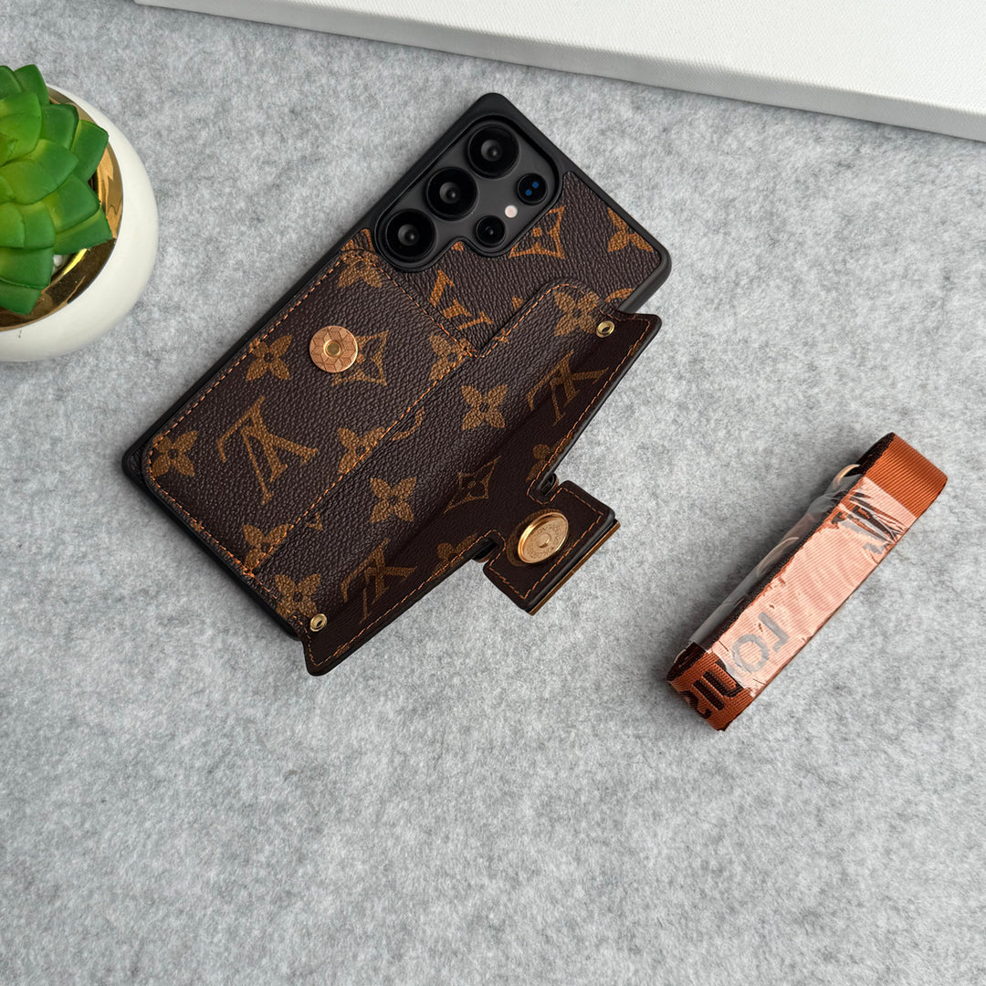 三星 GALAXY 品牌皮革卡包槽鎖斜挎包