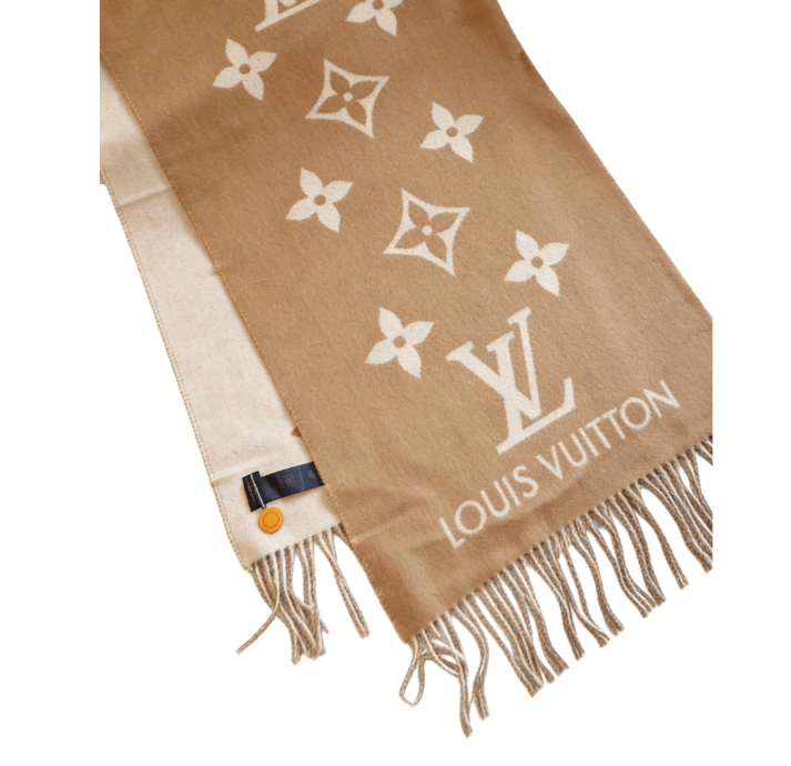 Πλεκτό κασκόλ σε καστανό τόνο πλήρους στάμπας, σάλι σε ρετρό στυλ σε κουτί δώρου