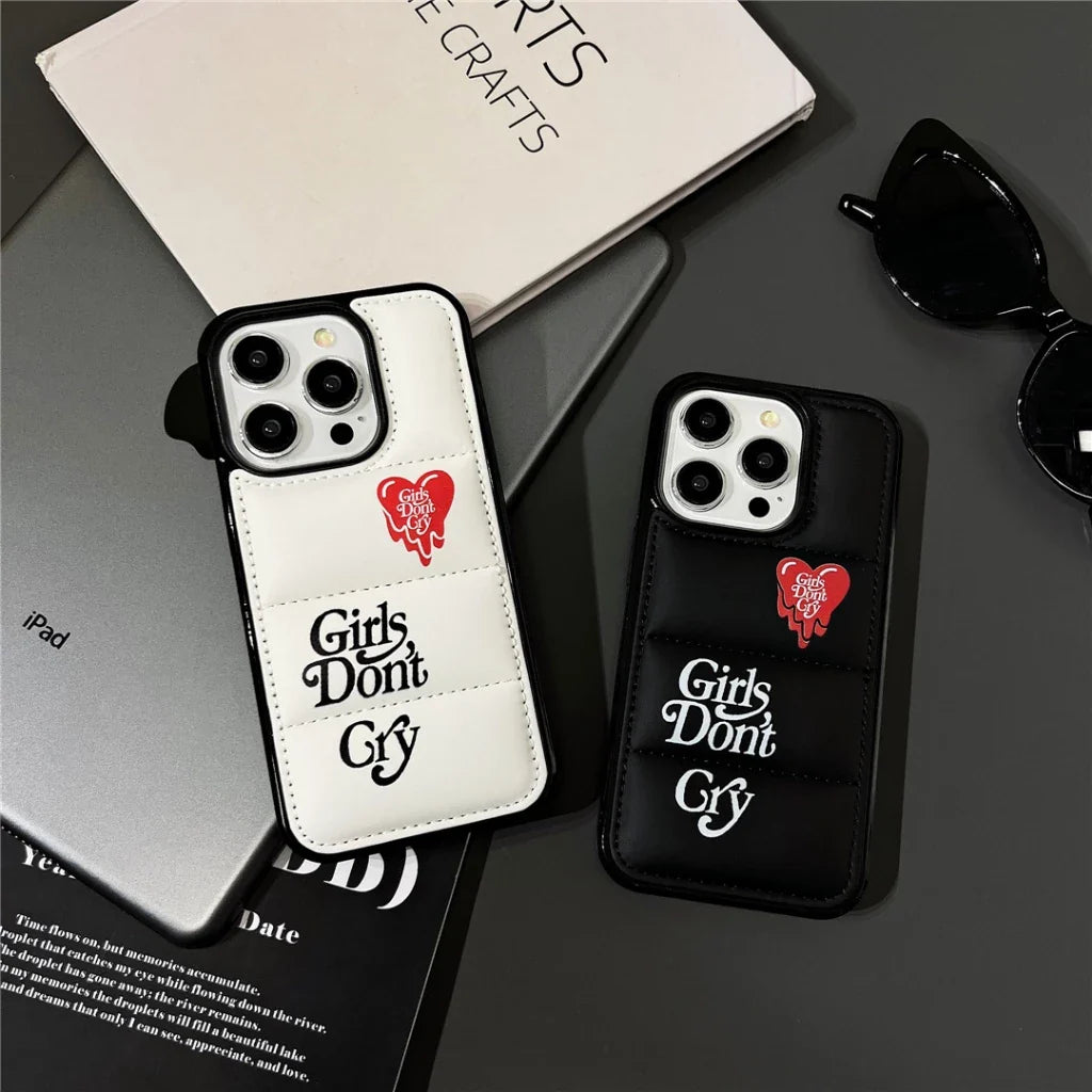 Don't Cry Heart Puffy iPhone Case