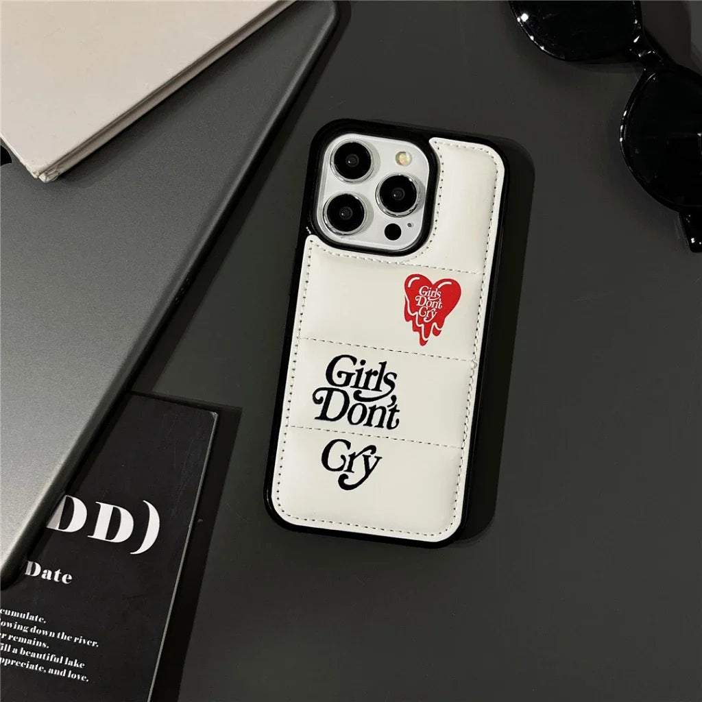 Don't Cry Heart Puffy iPhone Case