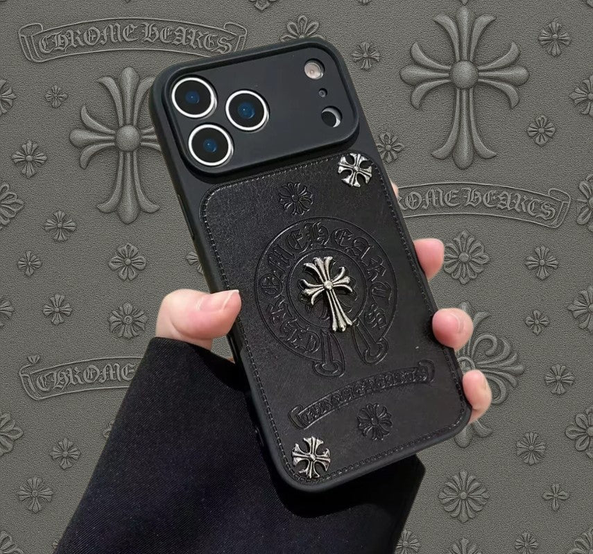 Gothic Emblem Black Leather Look  Case