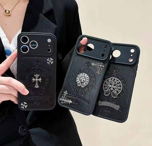 Gothic Emblem Black Leather Look  Case