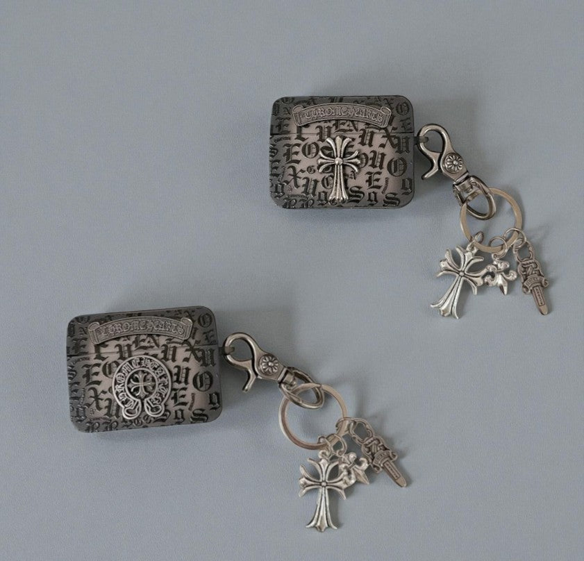 Chrome Cross Charm AirPod-fodral