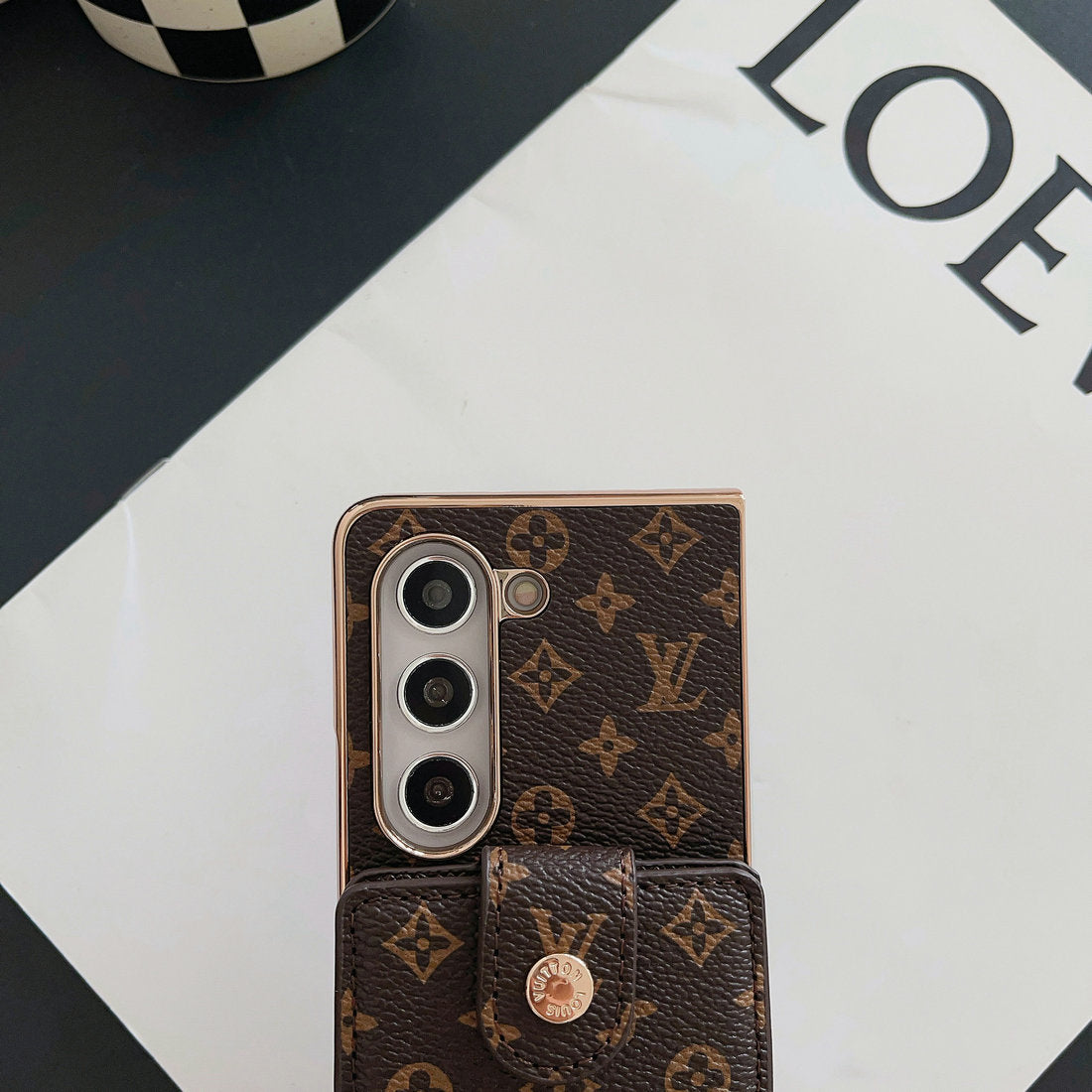 豪華電鍍字母組合卡包斜挎包三星 Z 折疊包