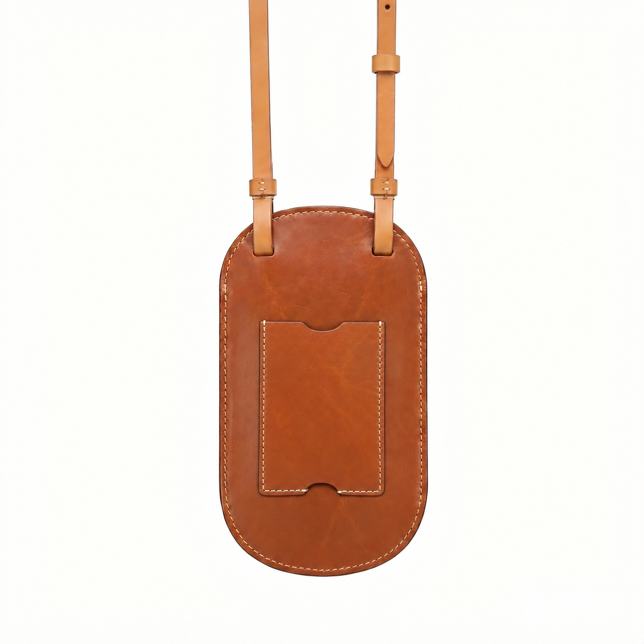 Handmade leather phone bag with shoulder strap