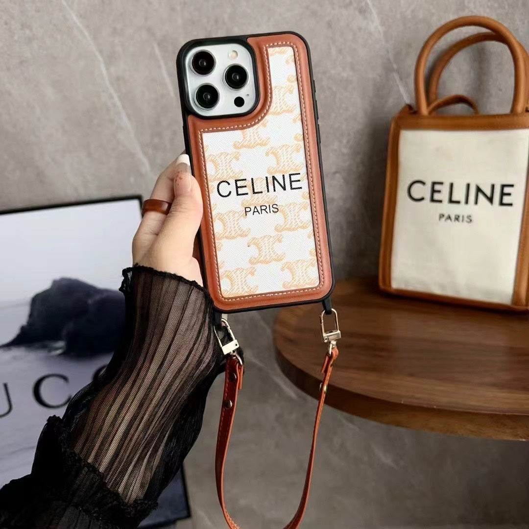 Λευκή Celine Θήκη iPhone με λουράκι-SZ231124
