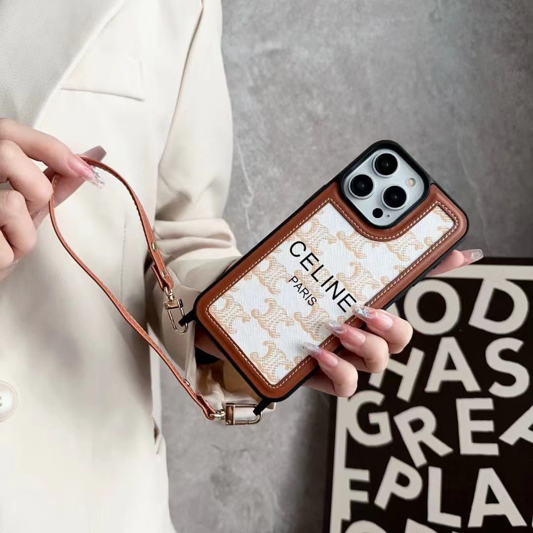 Λευκή Celine Θήκη iPhone με λουράκι-SZ231124