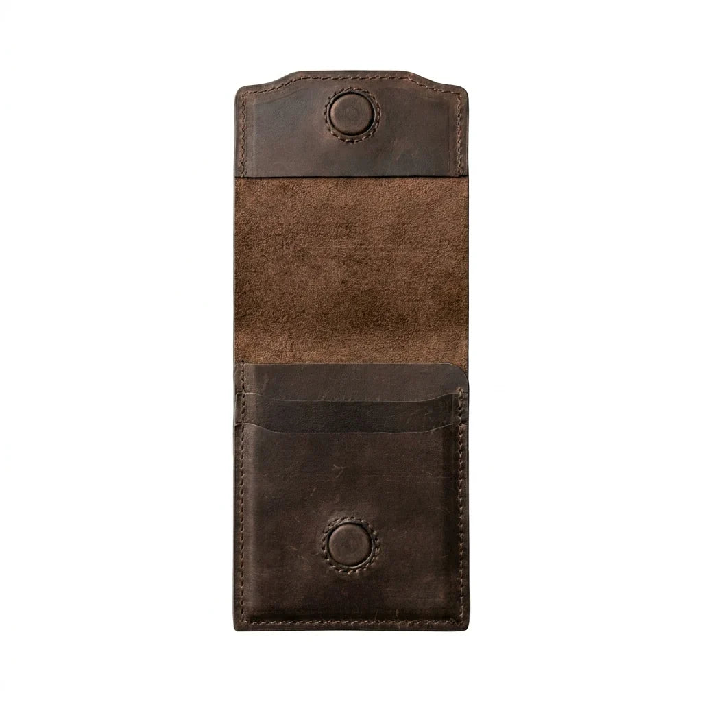 Vintage Handcrafted Full-Grain Leather Snap Wallet