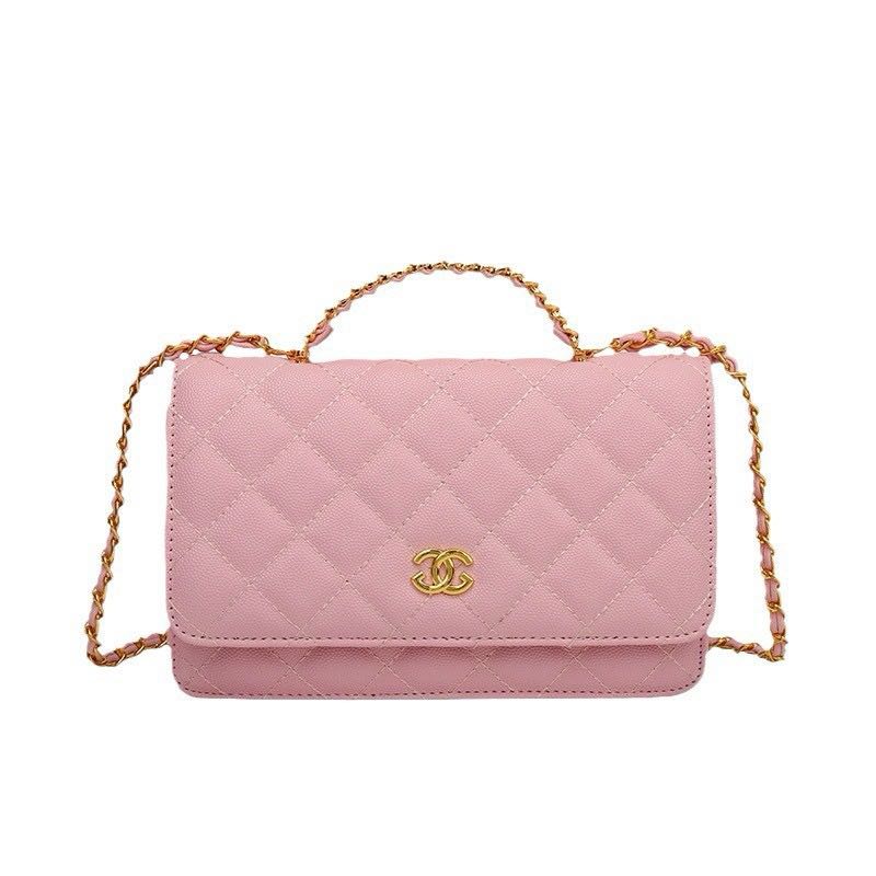 鏈條錢包閃亮小羊皮珍珠金色金屬