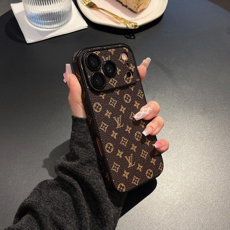 Premium Monogram Leather-Texture iPhone Case