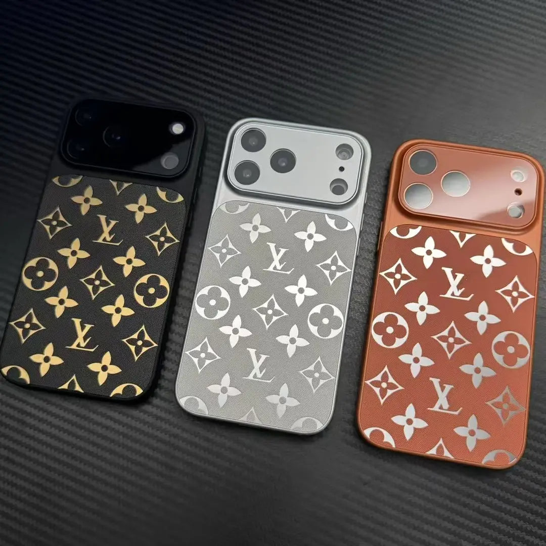 Luxury Monogram Pattern Leather Phone Case with Full Camera Protection