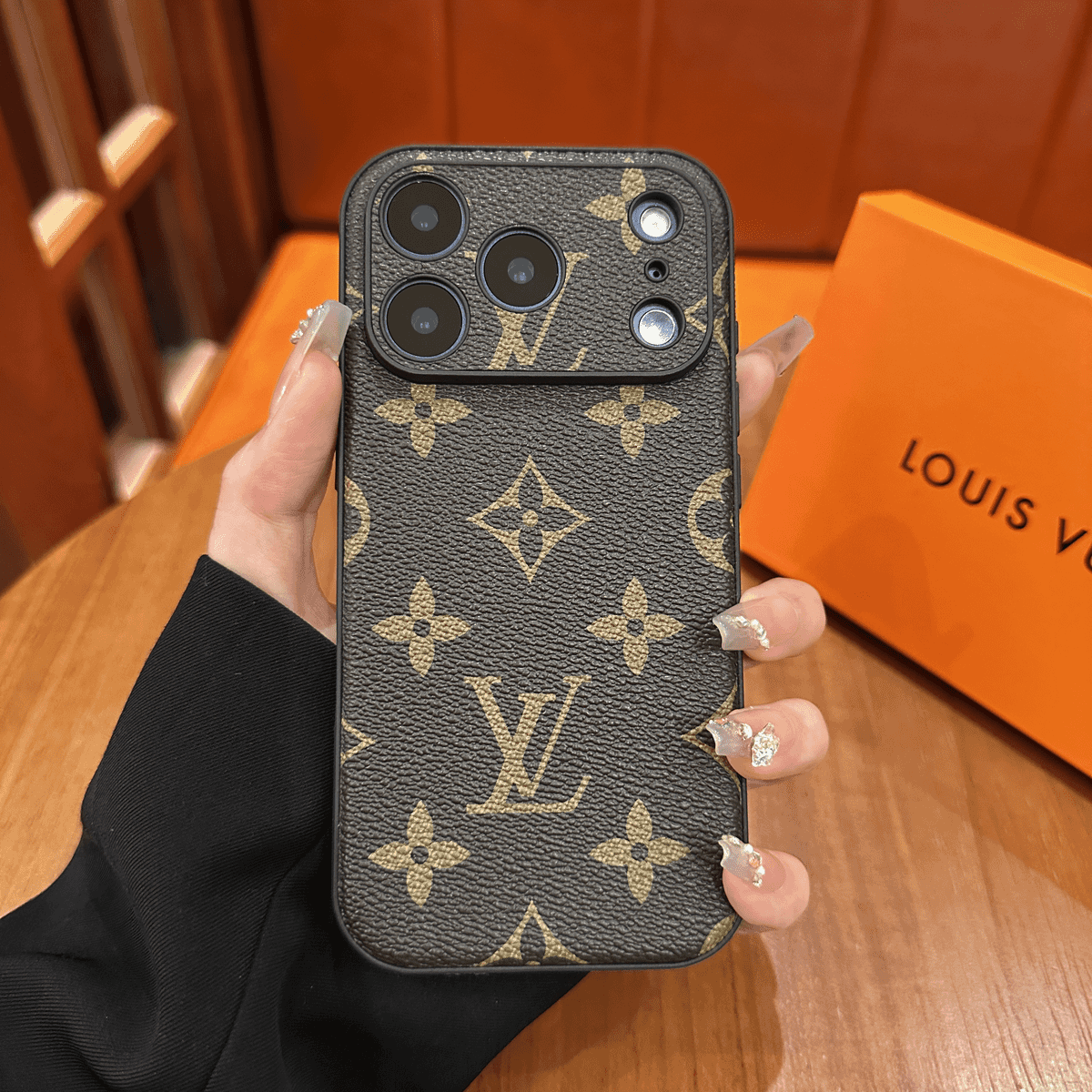 Premium Patterned Leather Protective Case for iPhone – Slide Camera Cover Design