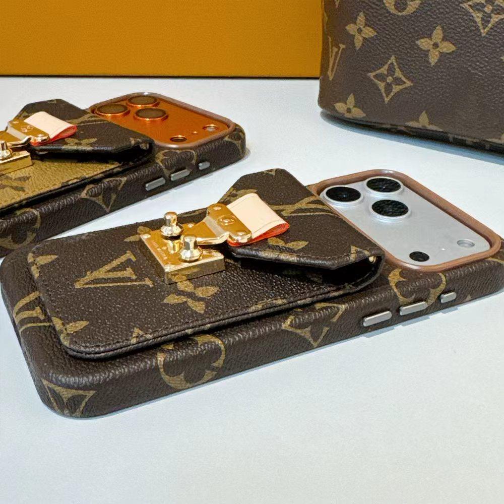 Luxury-Inspired Leather Card Pocket iPhone Case