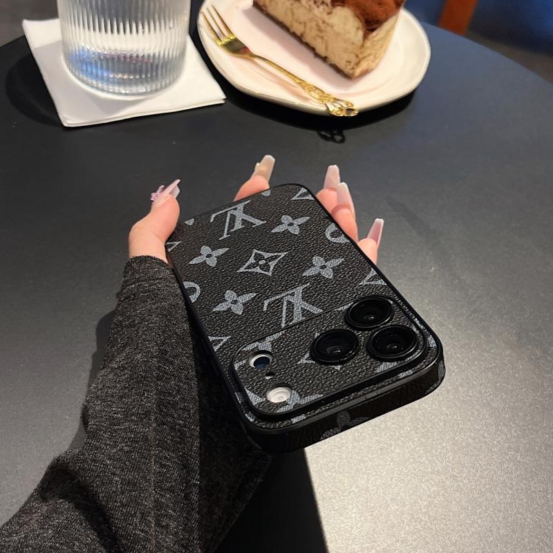 Premium Monogram Leather-Texture iPhone Case